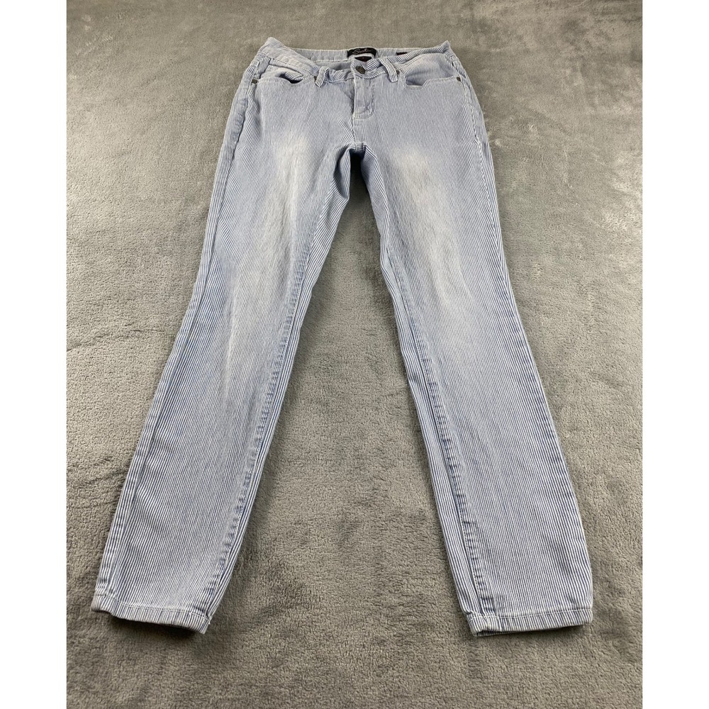 Earl Jean Women's Size 4 Blue Striped Skinny Ankle Jeans Low Rise Casual Denim
